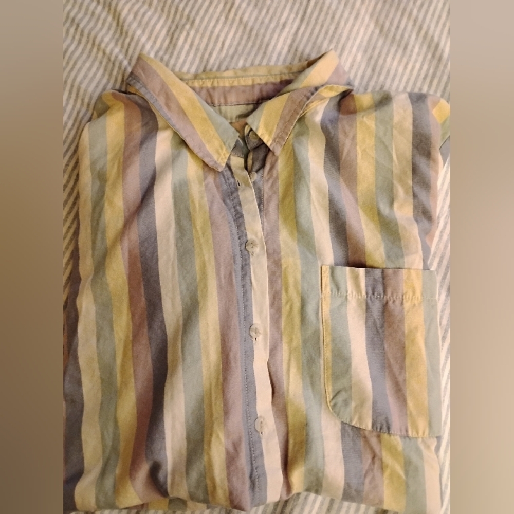 Tommy Bahama Spring Stripe Short Cuffed Sleeve Shirt Size 1X